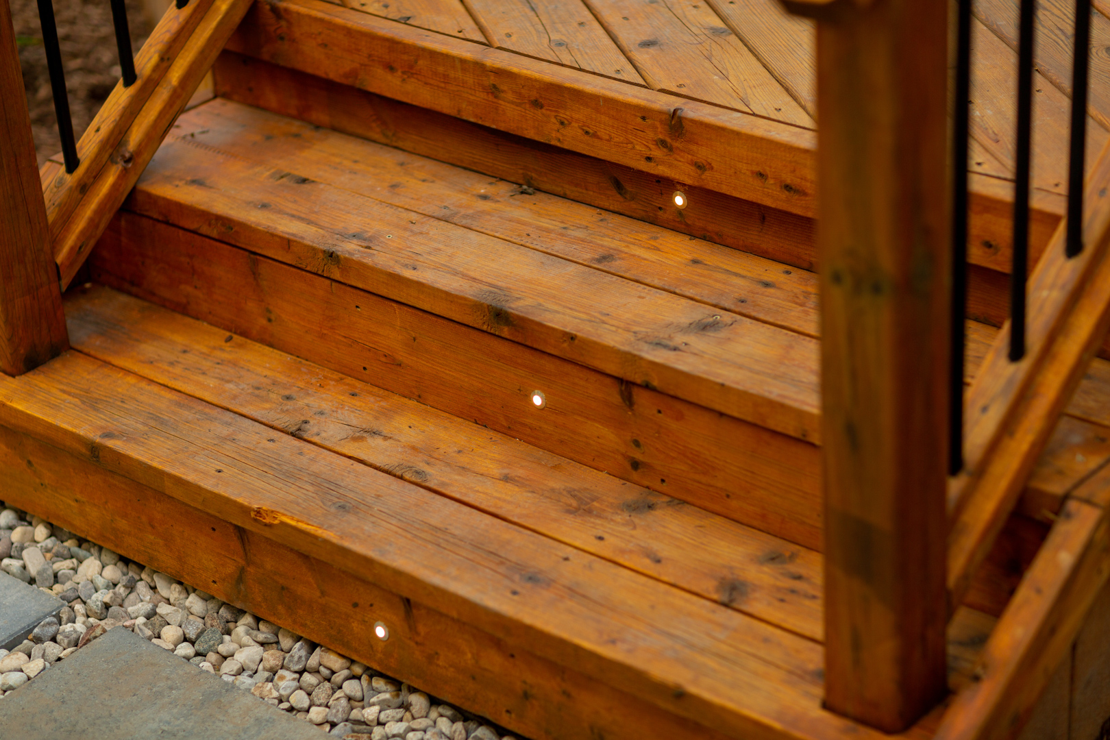 Step lighting in a deck in Kitchener, ON